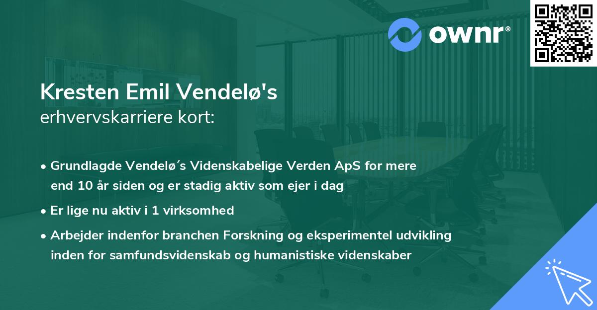 Kresten Emil Vendelø's erhvervskarriere kort
