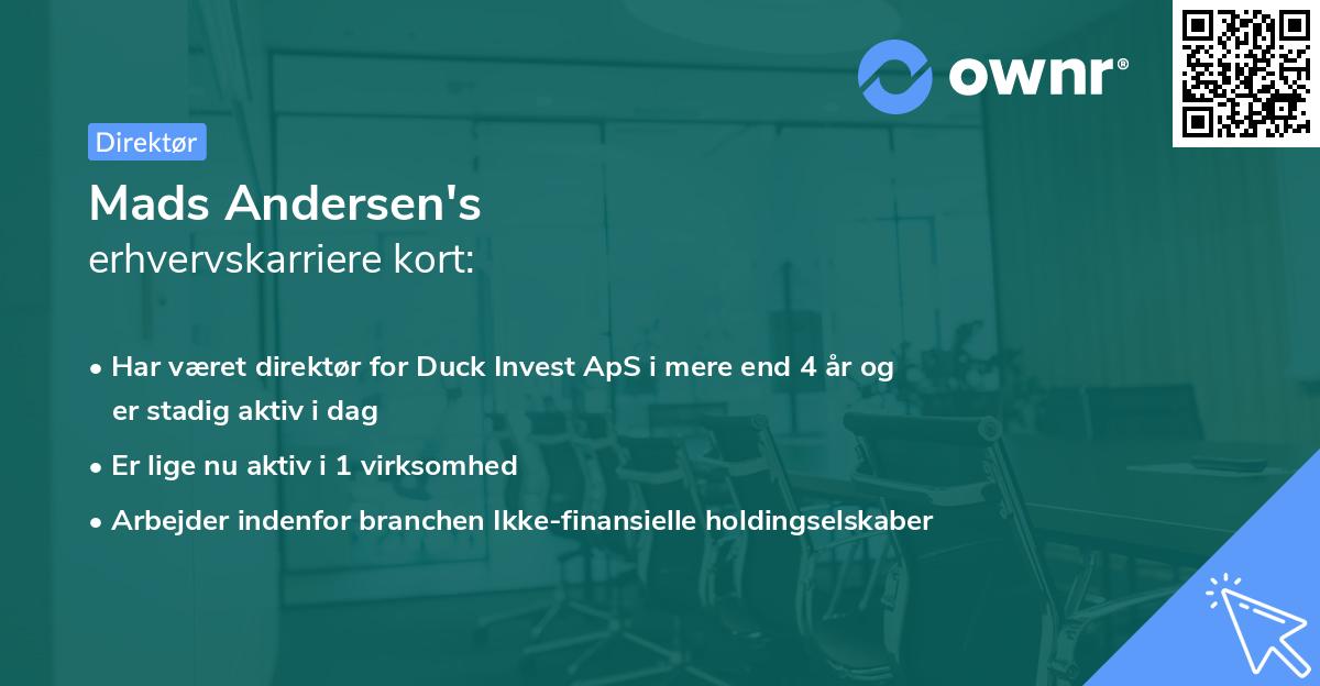 Mads Andersen's erhvervskarriere kort