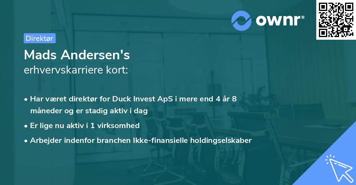Mads Andersen's erhvervskarriere kort