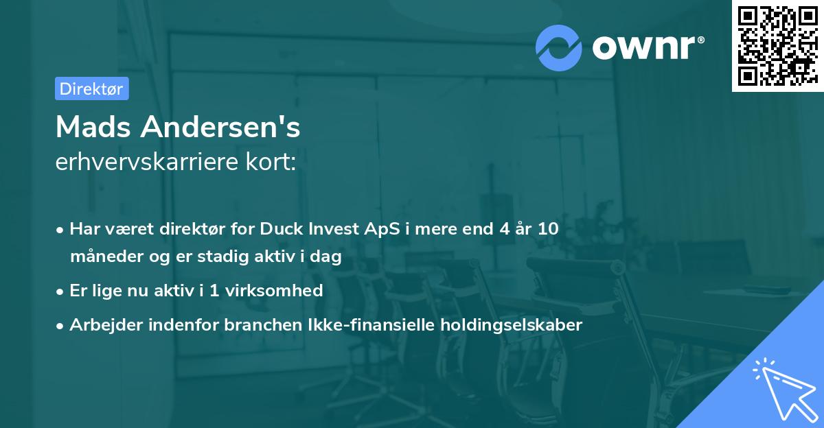 Mads Andersen's erhvervskarriere kort