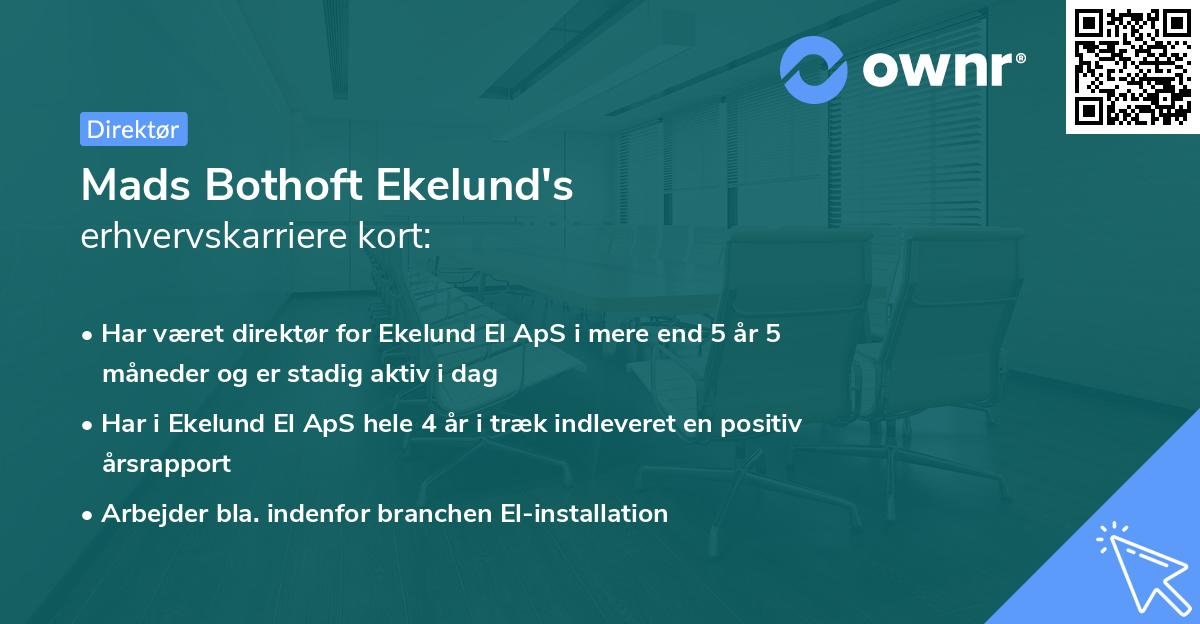 Mads Bothoft Ekelund's erhvervskarriere kort