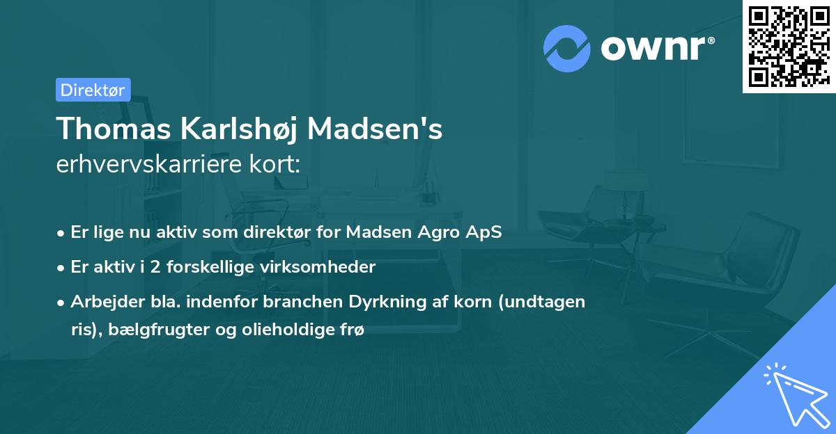 Thomas Karlshøj Madsen's erhvervskarriere kort