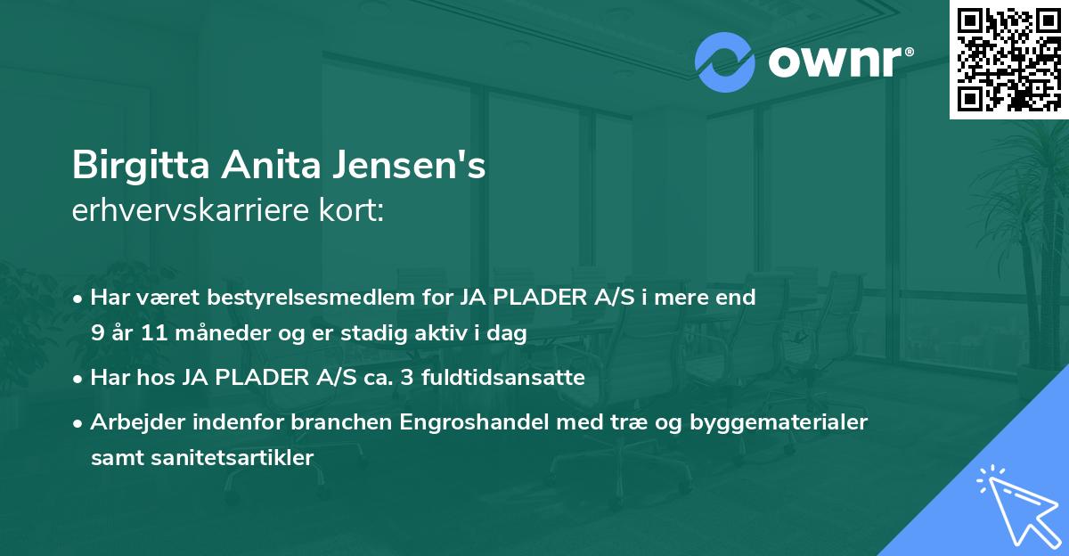 Birgitta Anita Jensen's erhvervskarriere kort