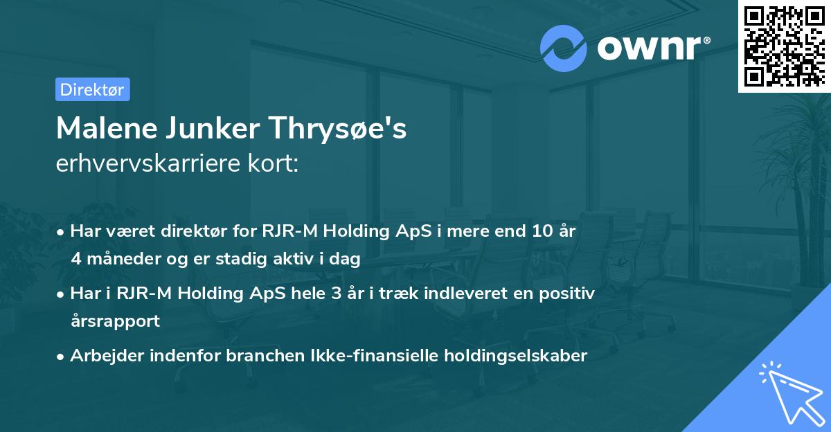Malene Junker Thrysøe's erhvervskarriere kort