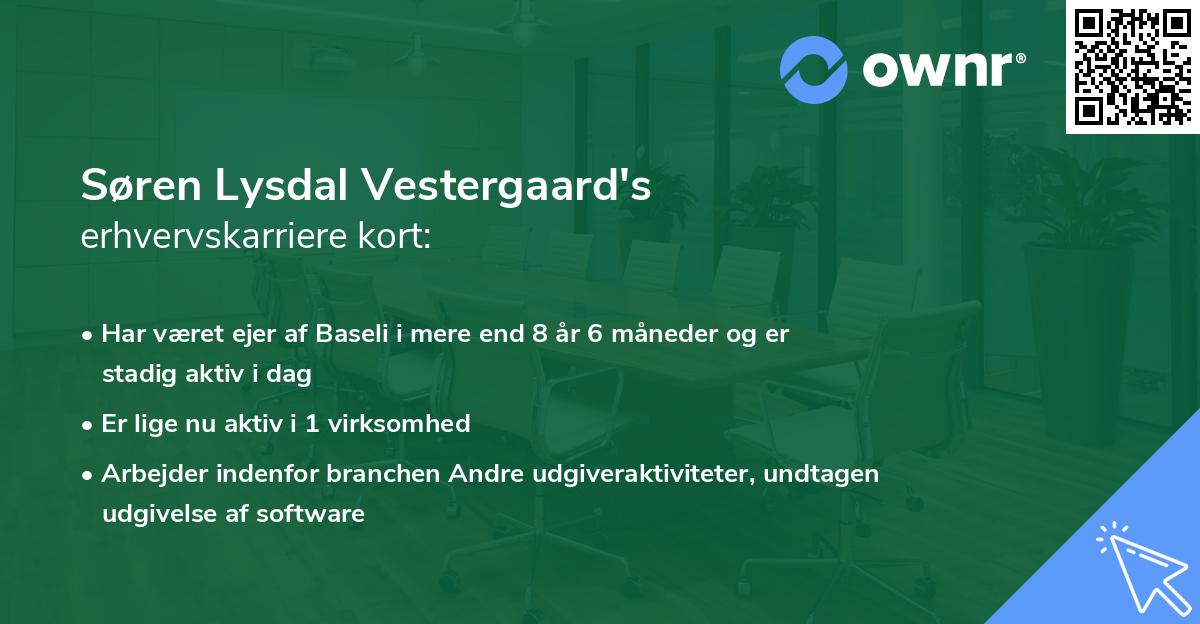 Søren Lysdal Vestergaard's erhvervskarriere kort