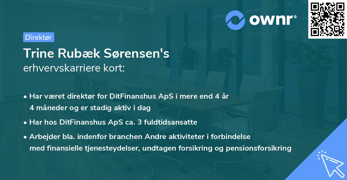 Trine Rubæk Sørensen's erhvervskarriere kort