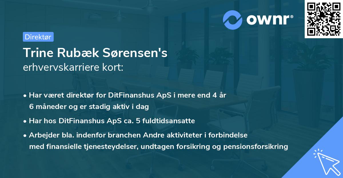 Trine Rubæk Sørensen's erhvervskarriere kort