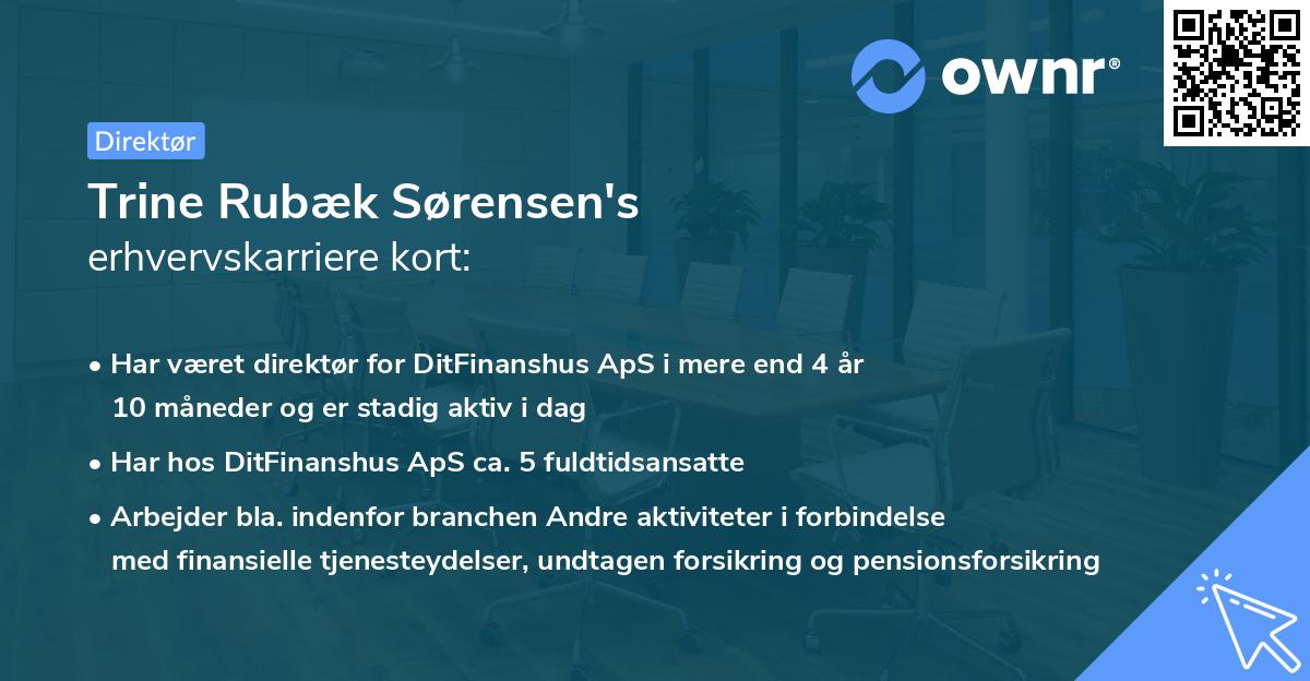 Trine Rubæk Sørensen's erhvervskarriere kort