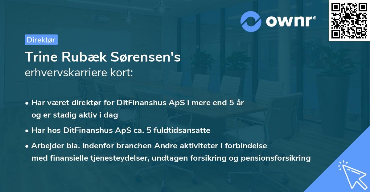 Trine Rubæk Sørensen's erhvervskarriere kort