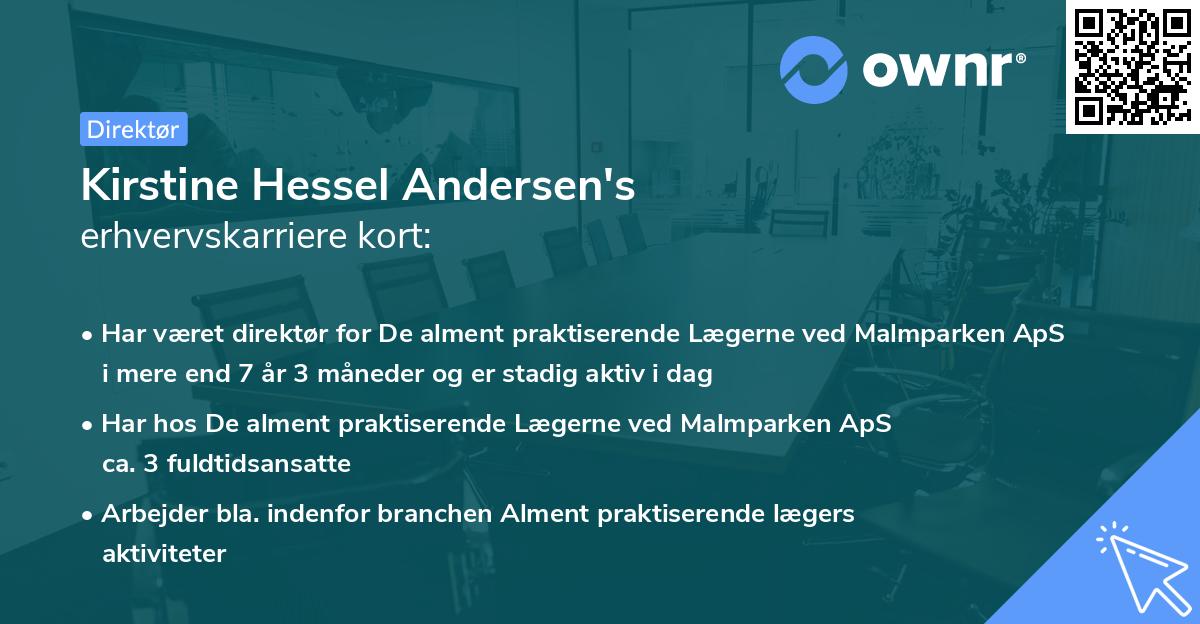 Kirstine Hessel Andersen's erhvervskarriere kort