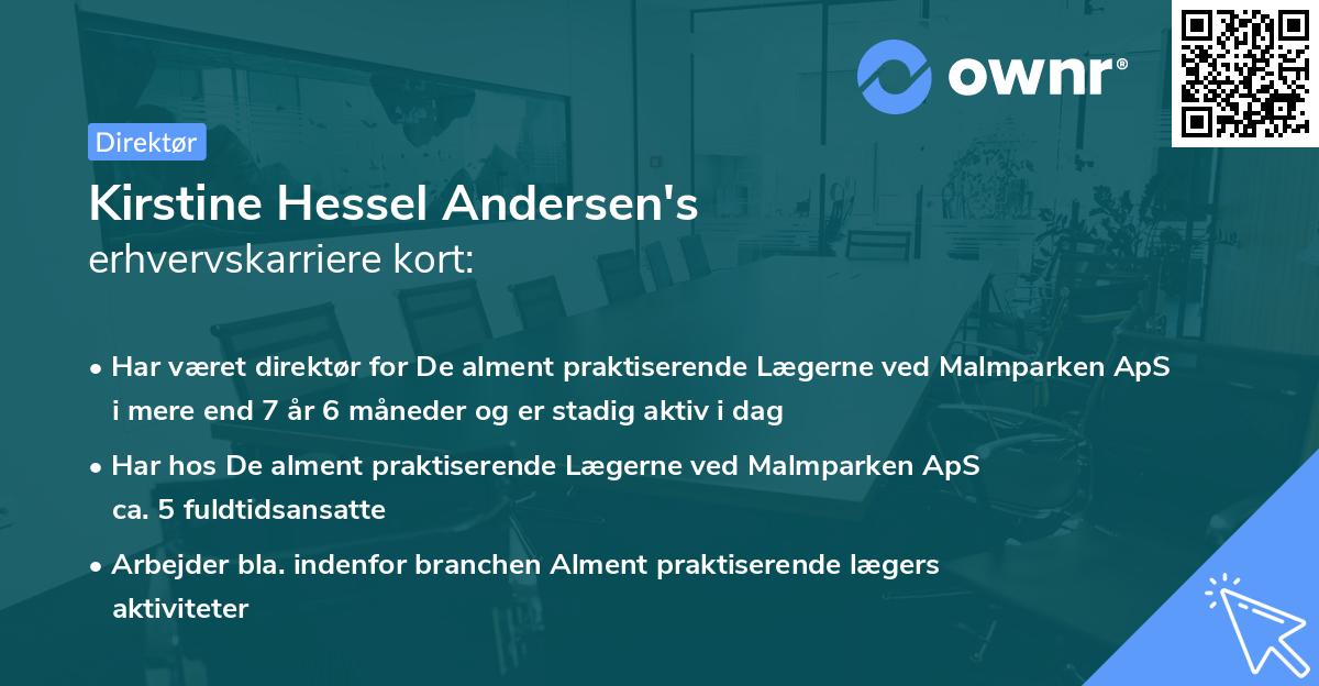 Kirstine Hessel Andersen's erhvervskarriere kort