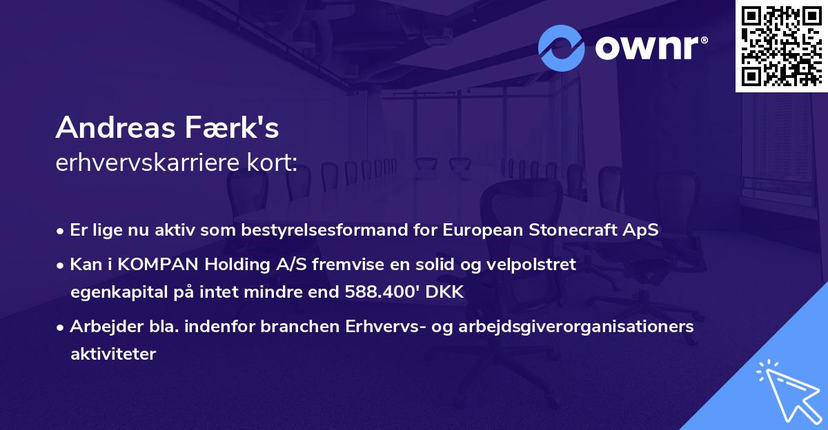 Andreas Færk's erhvervskarriere kort