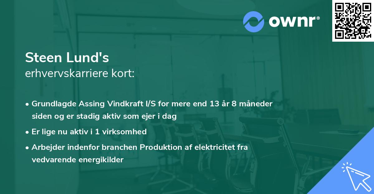Steen Lund's erhvervskarriere kort