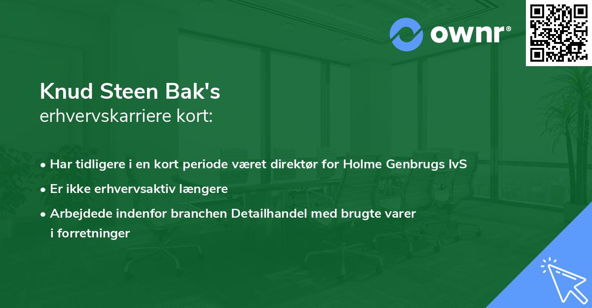 Knud Steen Bak's erhvervskarriere kort