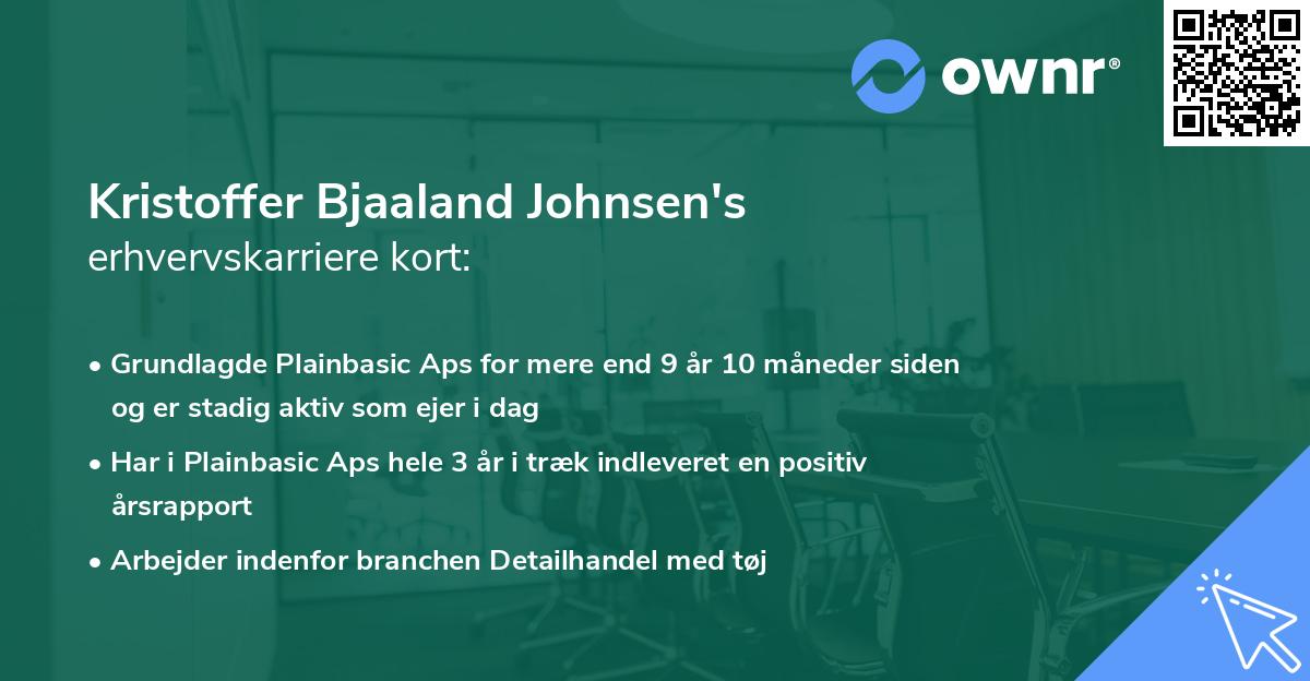 Kristoffer Bjaaland Johnsen's erhvervskarriere kort
