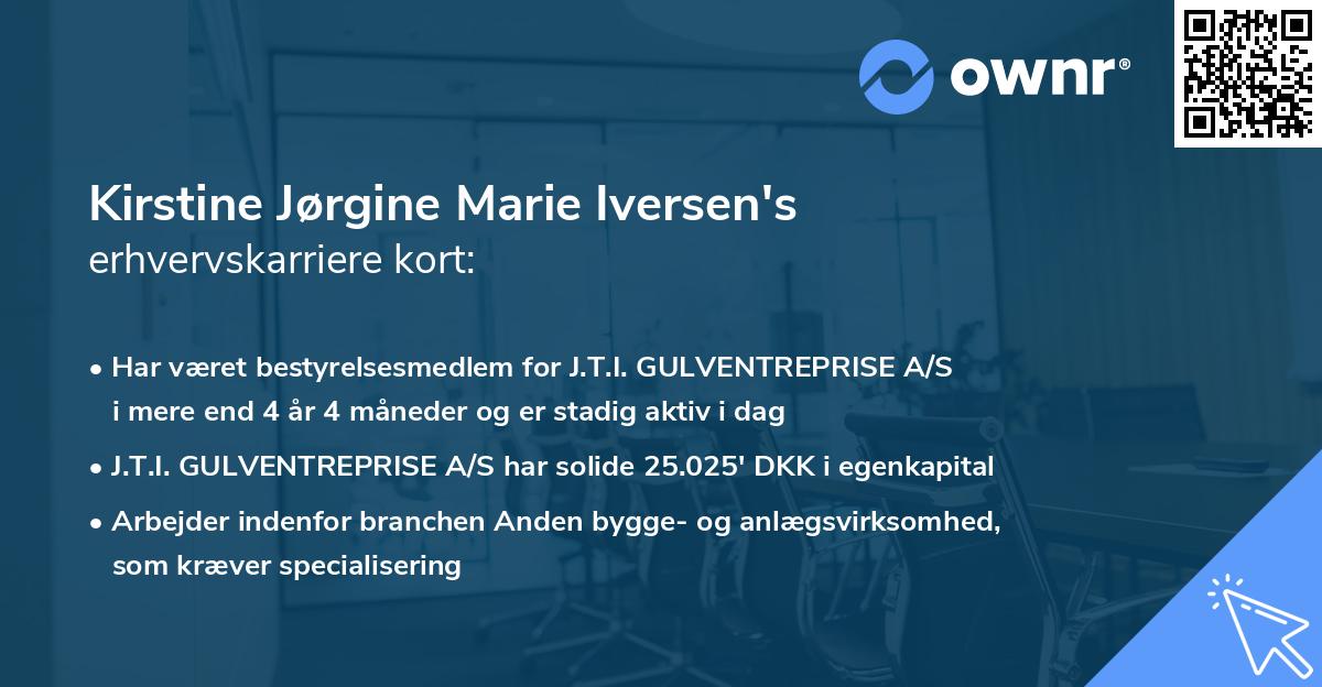 Kirstine Jørgine Marie Iversen's erhvervskarriere kort