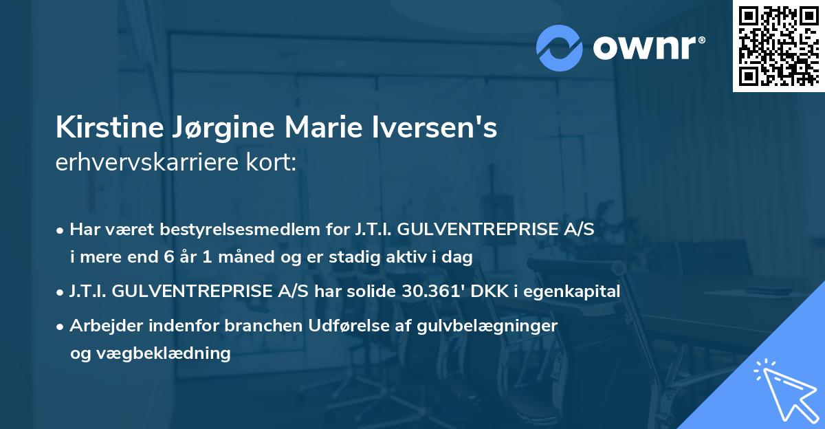 Kirstine Jørgine Marie Iversen's erhvervskarriere kort