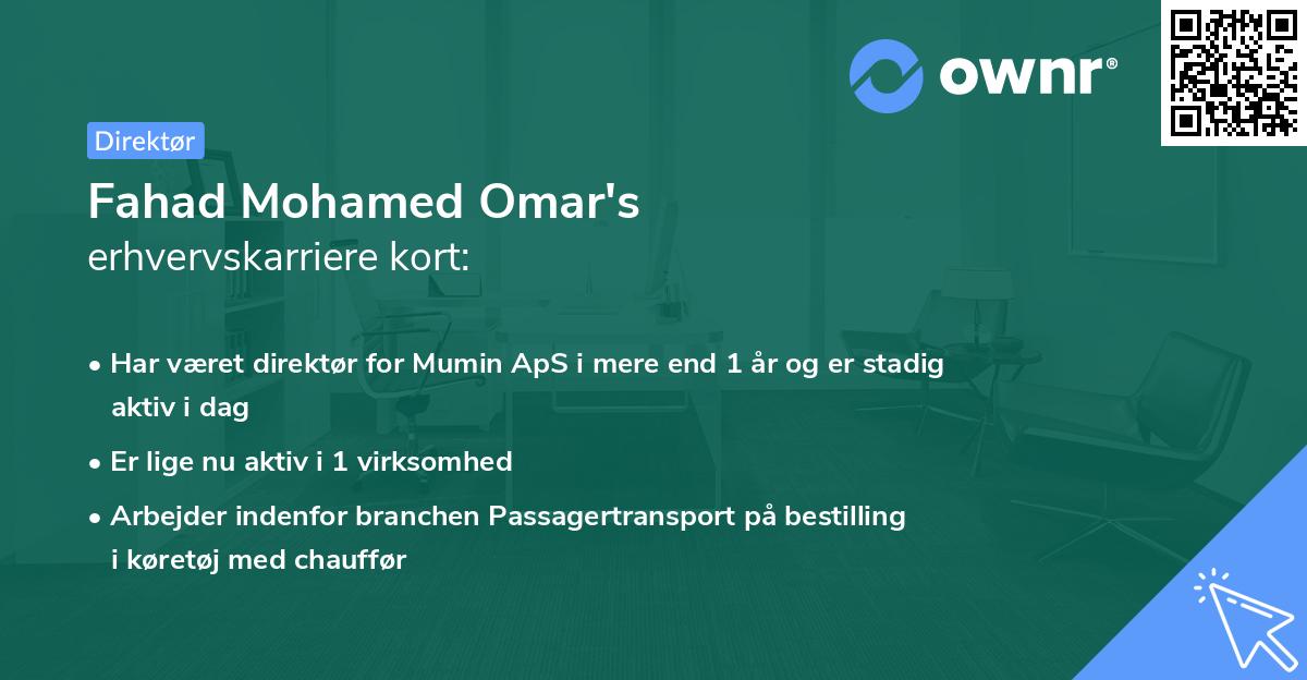 Fahad Mohamed Omar's erhvervskarriere kort