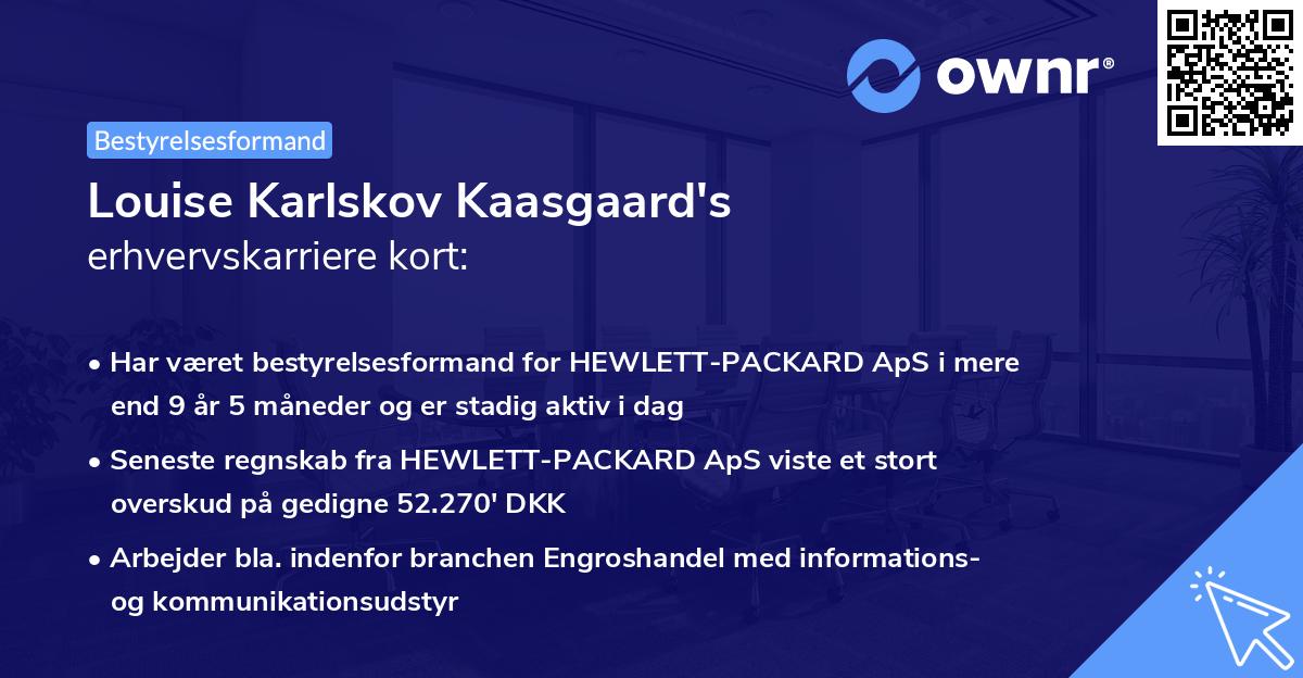 Louise Karlskov Kaasgaard's erhvervskarriere kort