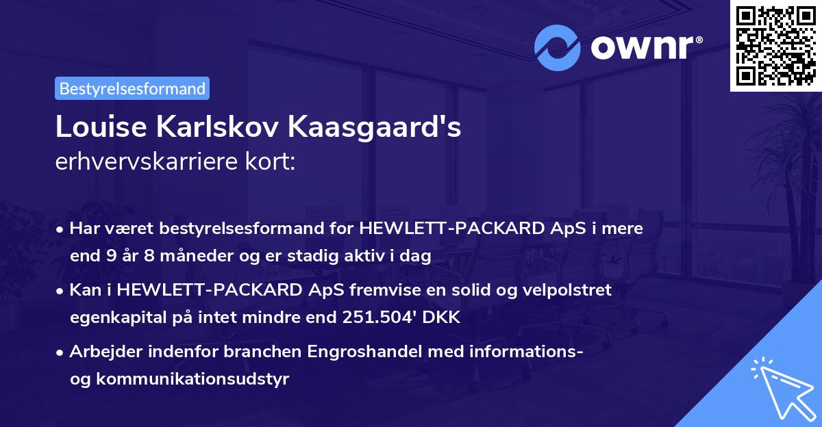 Louise Karlskov Kaasgaard's erhvervskarriere kort