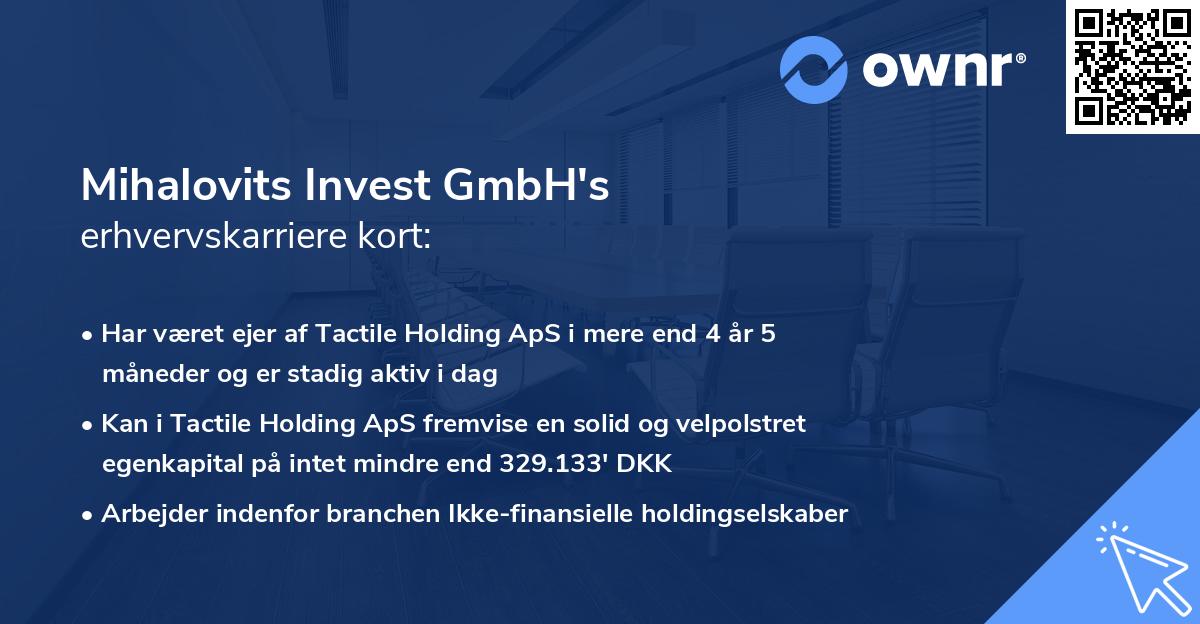 Mihalovits Invest GmbH's erhvervskarriere kort