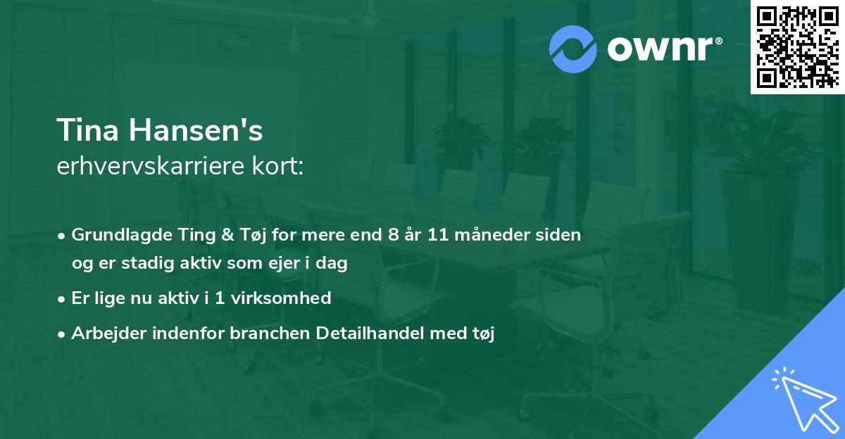 Tina Hansen's erhvervskarriere kort