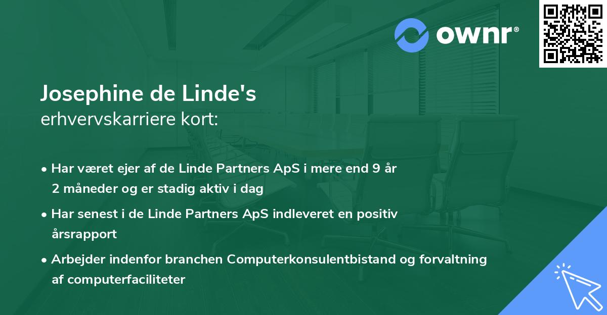 Josephine de Linde's erhvervskarriere kort