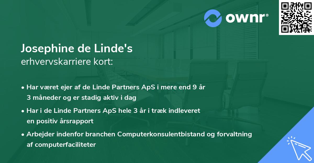 Josephine de Linde's erhvervskarriere kort