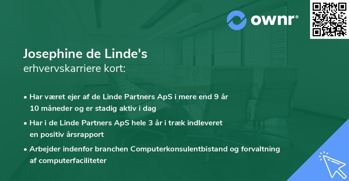 Josephine de Linde's erhvervskarriere kort