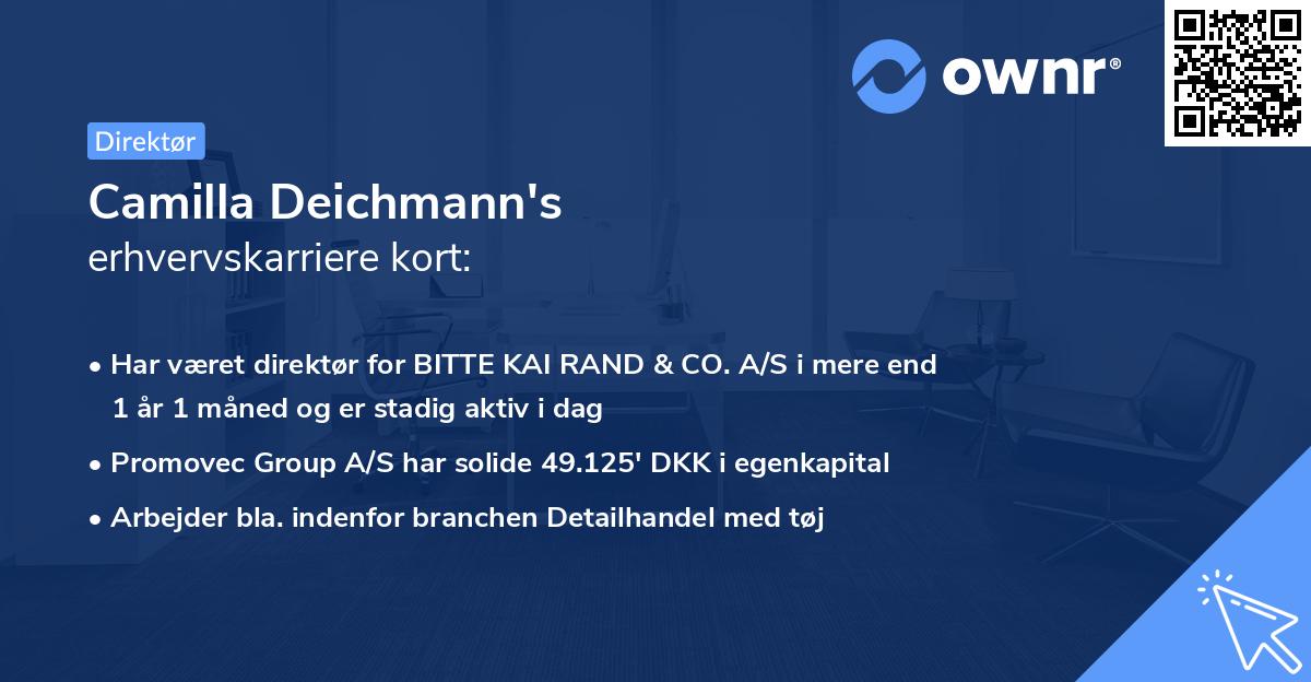 Camilla Deichmann's erhvervskarriere kort