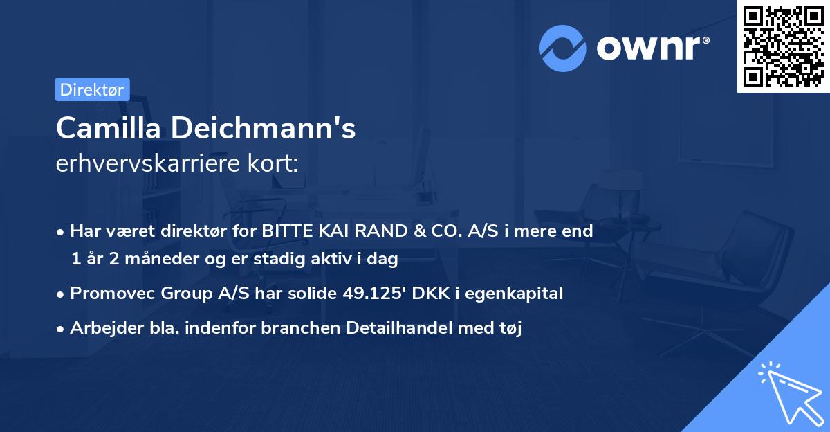 Camilla Deichmann's erhvervskarriere kort