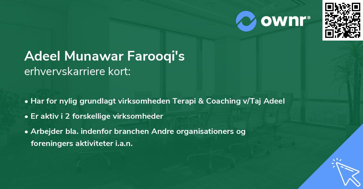 Adeel Munawar Farooqi's erhvervskarriere kort