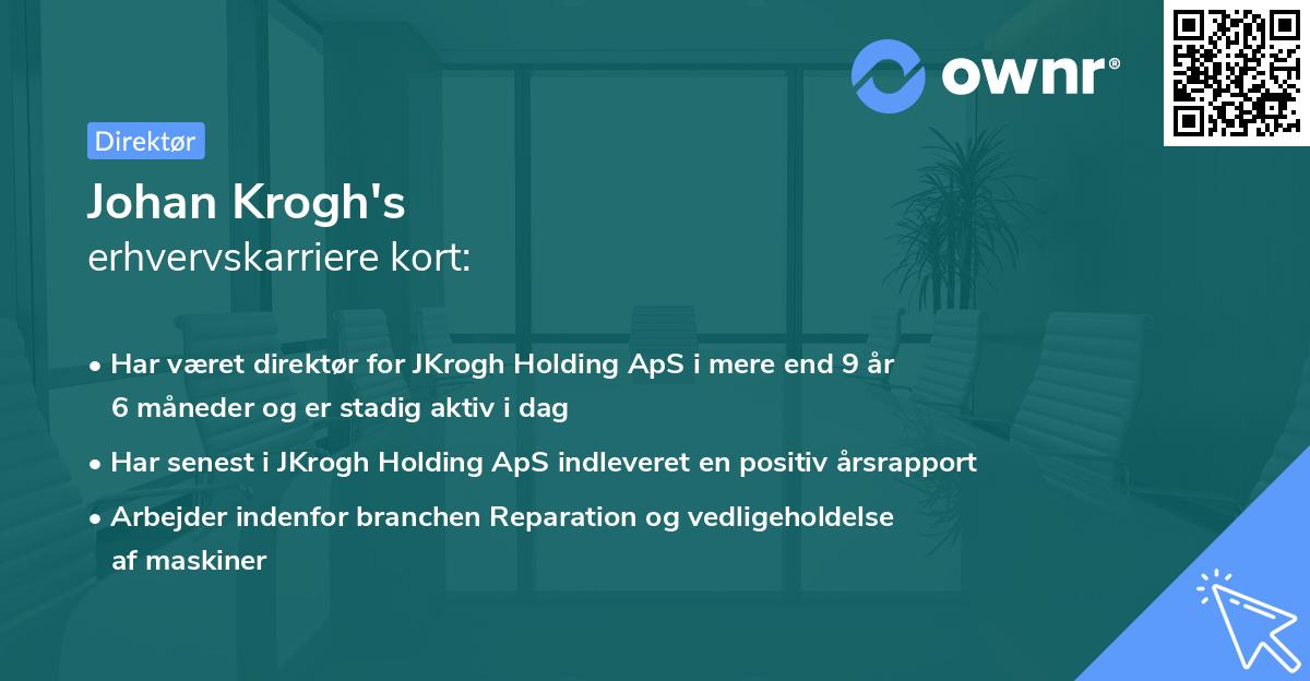 Johan Krogh's erhvervskarriere kort