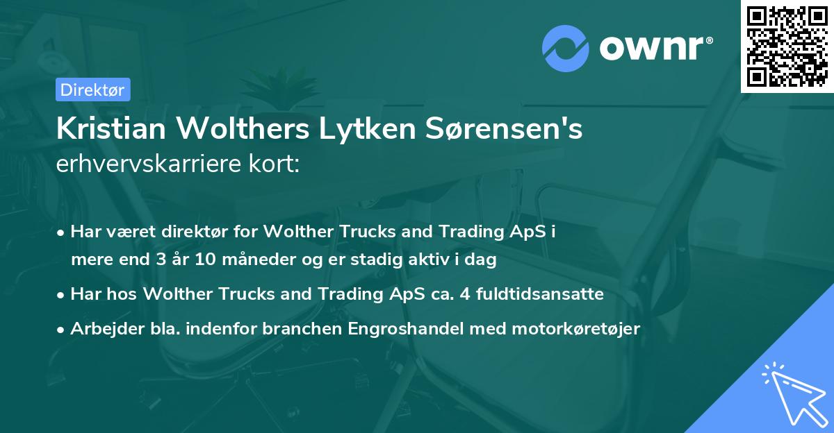 Kristian Wolthers Lytken Sørensen's erhvervskarriere kort
