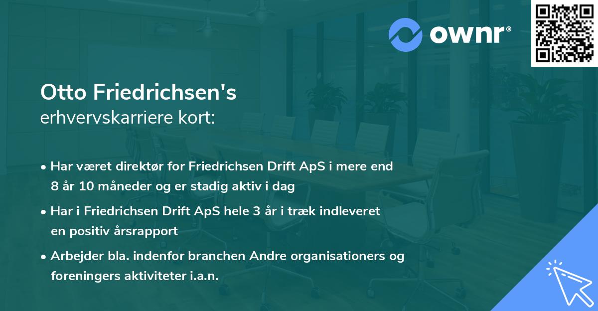Otto Friedrichsen's erhvervskarriere kort