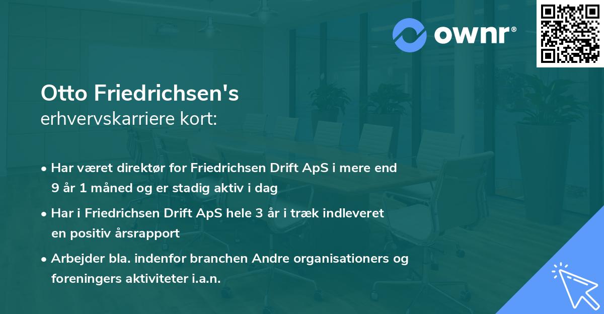 Otto Friedrichsen's erhvervskarriere kort