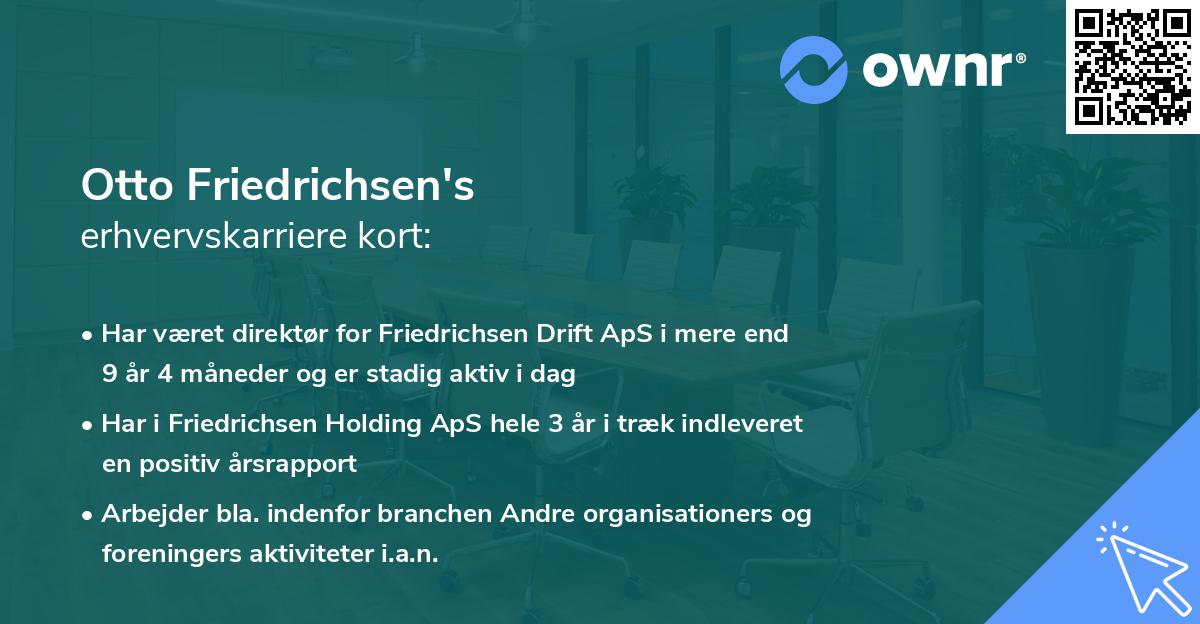Otto Friedrichsen's erhvervskarriere kort