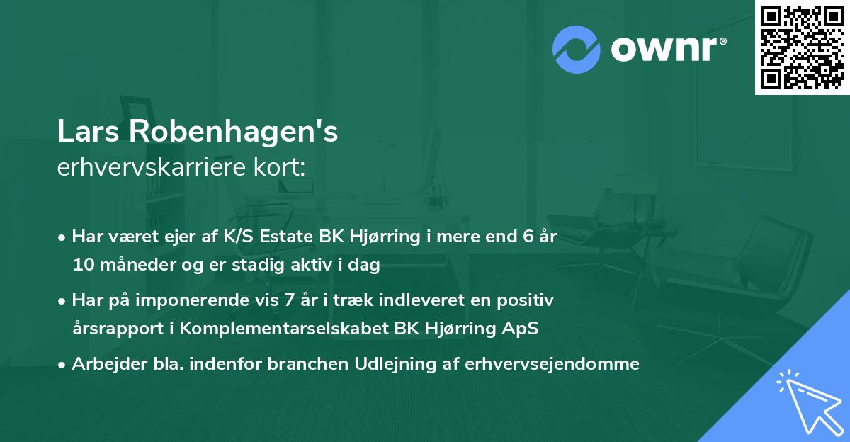 Lars Robenhagen's erhvervskarriere kort