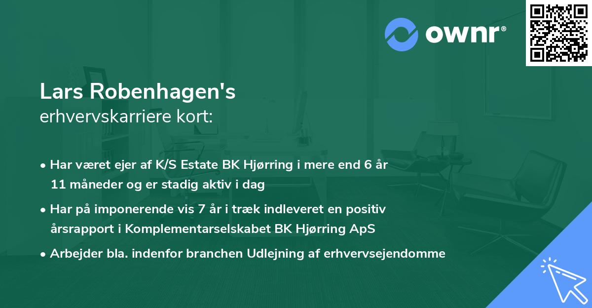 Lars Robenhagen's erhvervskarriere kort
