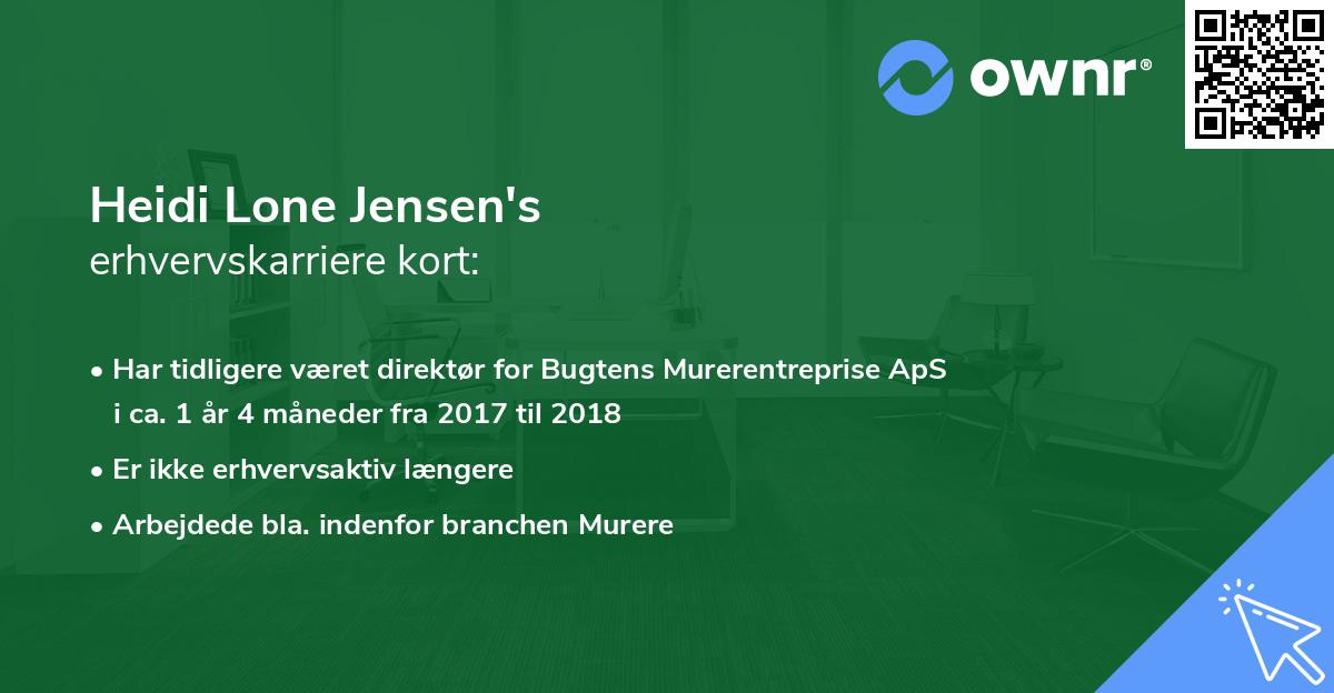 Heidi Lone Jensen's erhvervskarriere kort