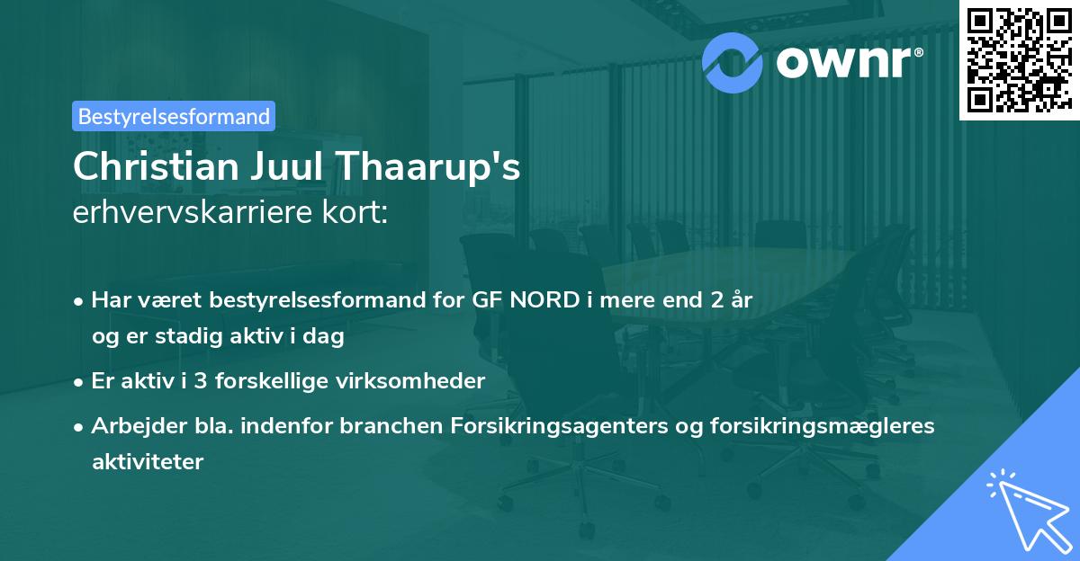 Christian Juul Thaarup's erhvervskarriere kort