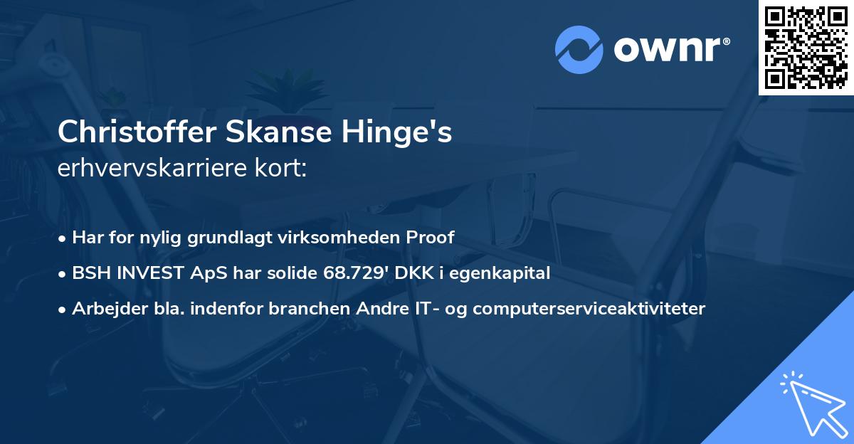 Christoffer Skanse Hinge's erhvervskarriere kort