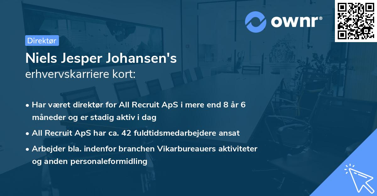 Niels Jesper Johansen's erhvervskarriere kort