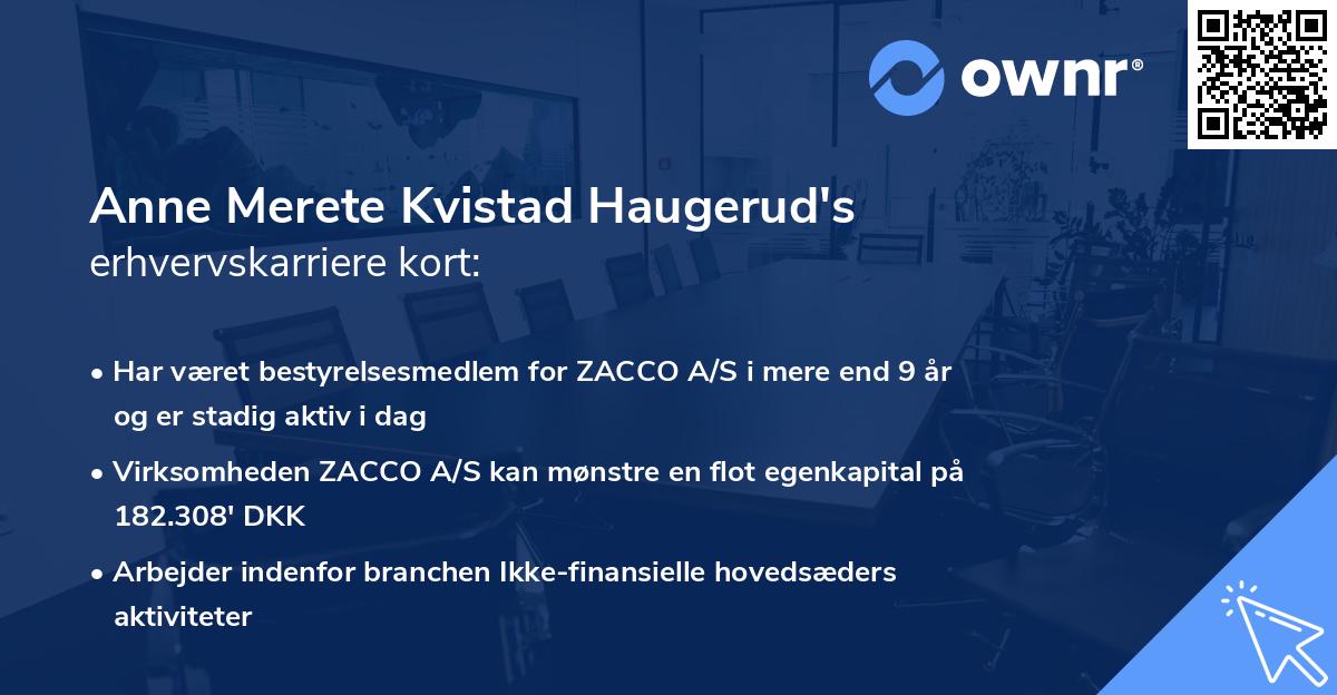 Anne Merete Kvistad Haugerud's erhvervskarriere kort