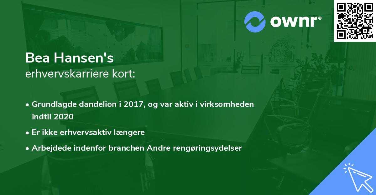 Bea Hansen's erhvervskarriere kort
