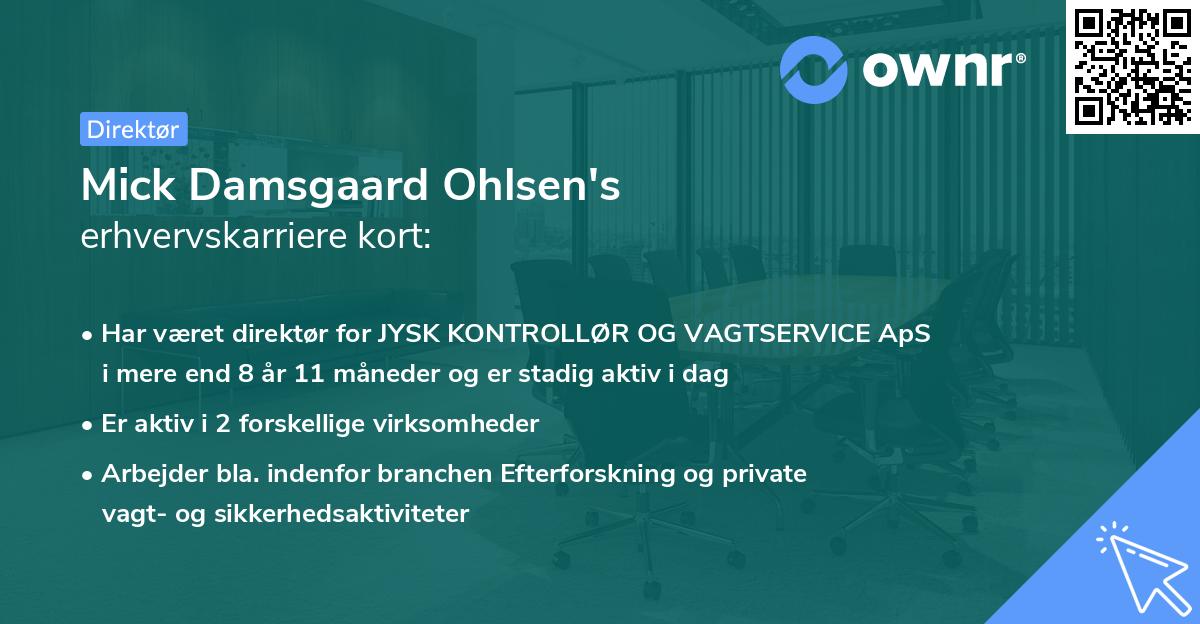 Mick Damsgaard Ohlsen's erhvervskarriere kort