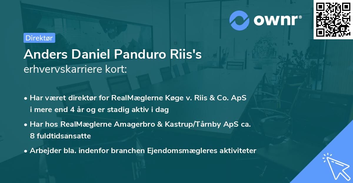 Anders Daniel Panduro Riis's erhvervskarriere kort