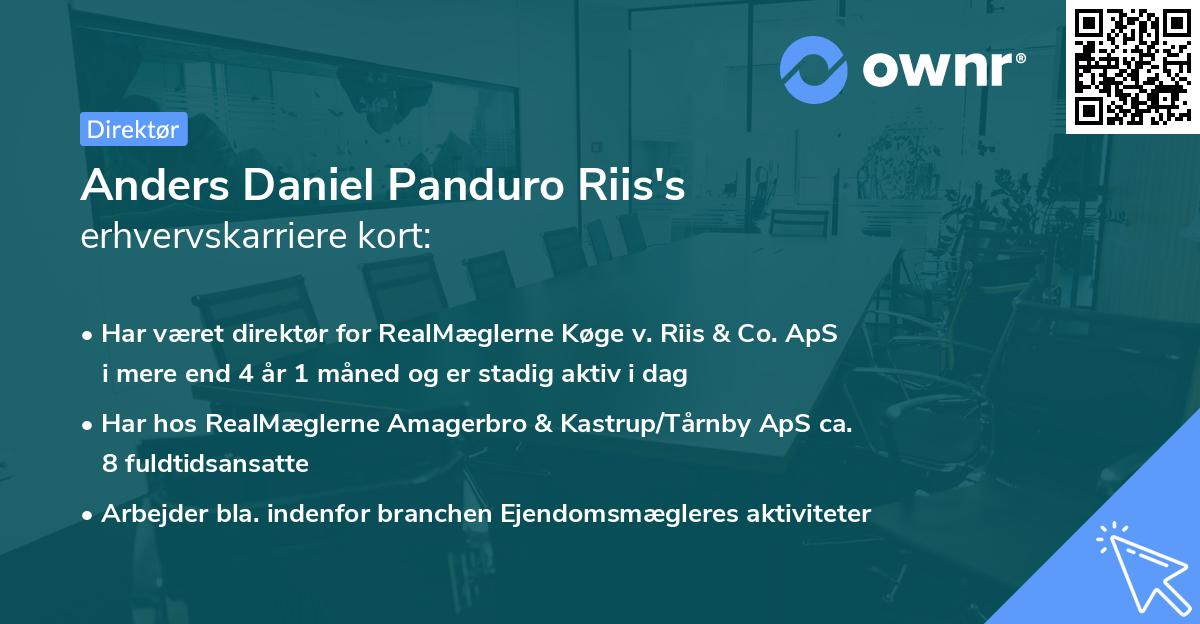 Anders Daniel Panduro Riis's erhvervskarriere kort