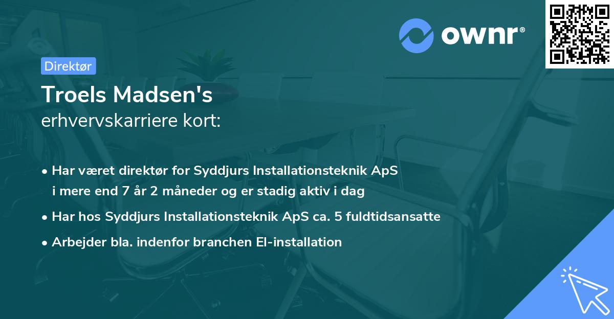 Troels Madsen's erhvervskarriere kort