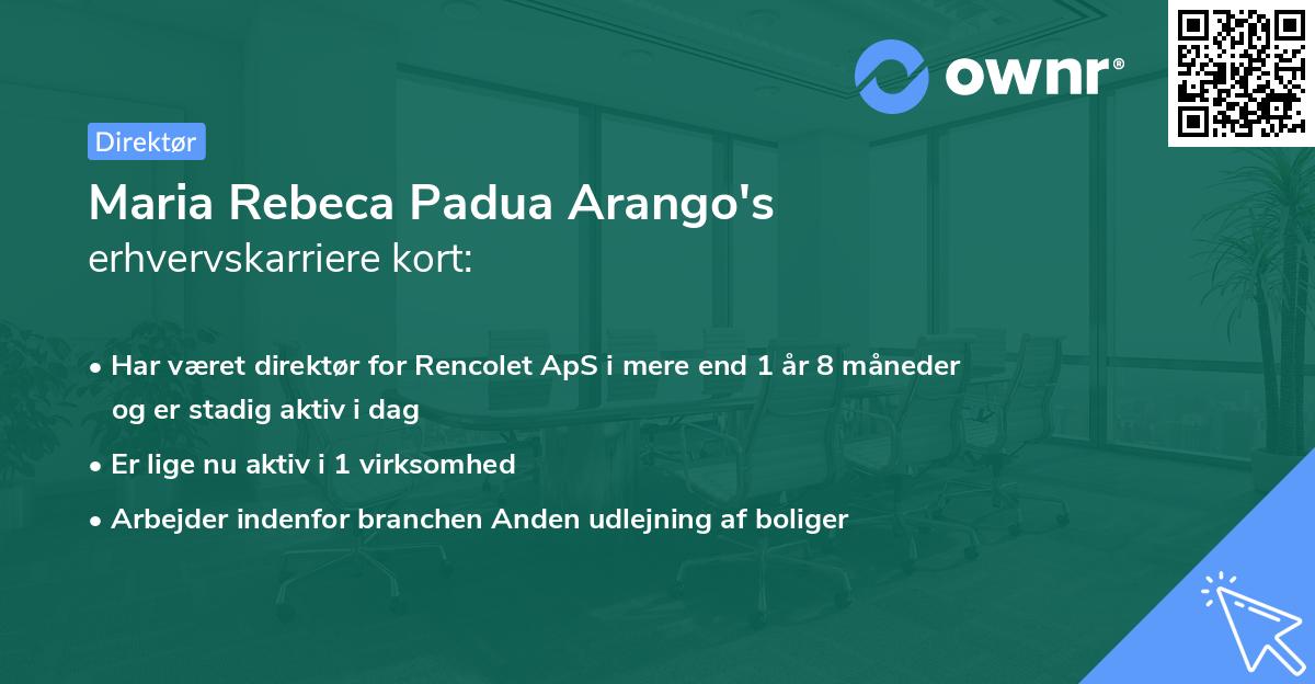 Maria Rebeca Padua Arango's erhvervskarriere kort